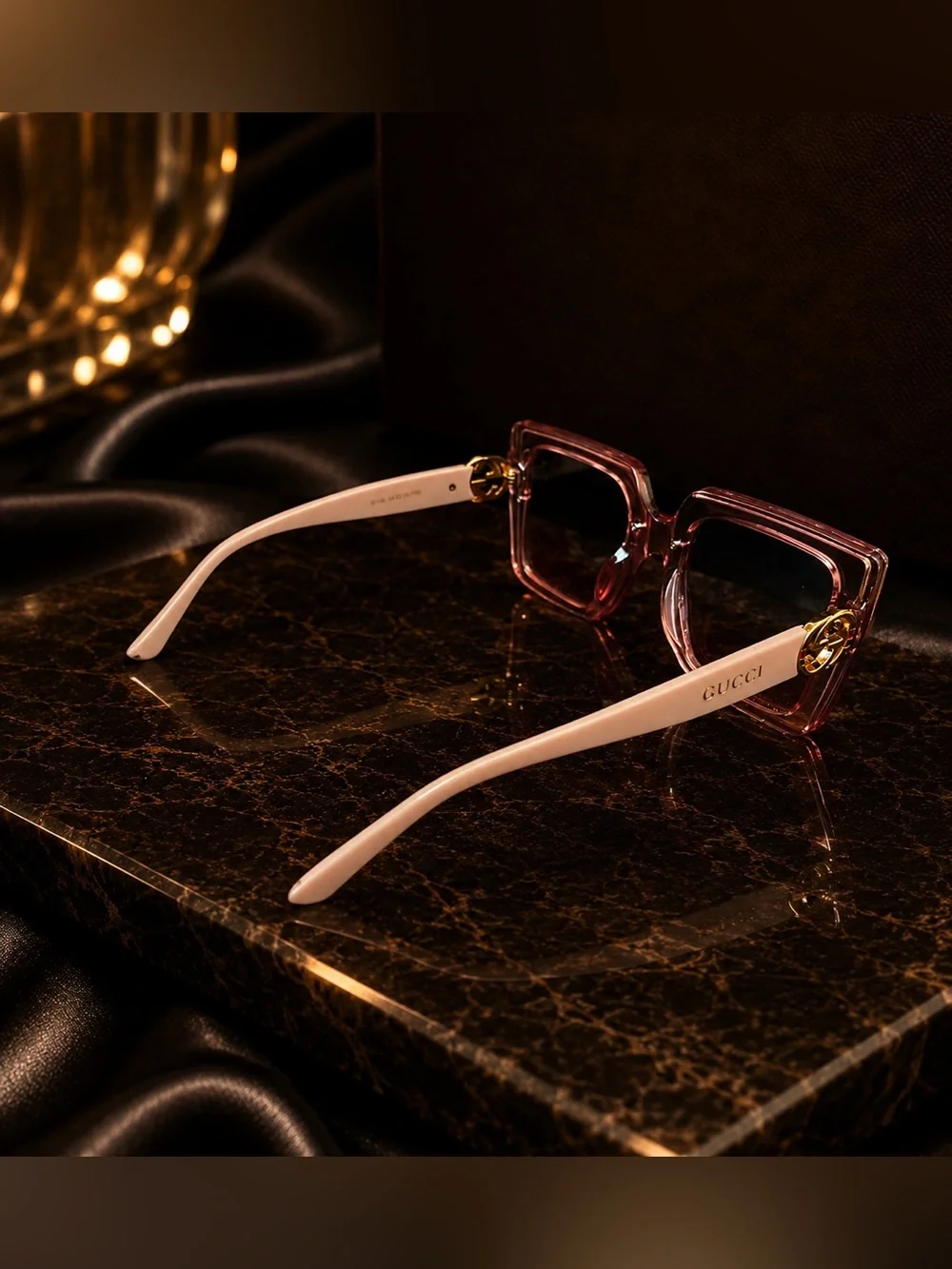 Gucci Pink Square Frame Women's Sunglasses